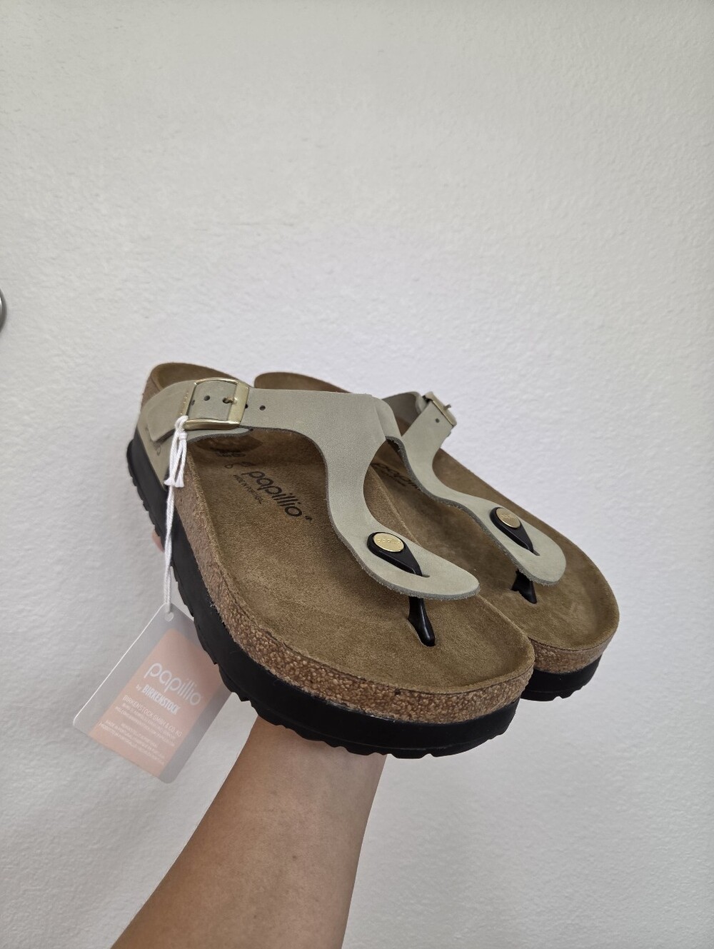 Papillio Tan Suede Toe-Post Sandals with Buckle